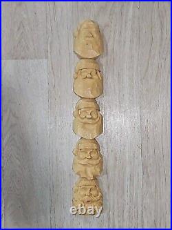 Harold H. L. Enlow Resin Wood Carvings Santa Claus StudyStick 1991, Vintage Rare