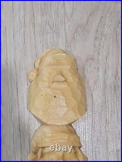 Harold H. L. Enlow Resin Wood Carvings Santa Claus StudyStick 1991, Vintage Rare