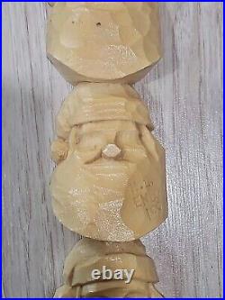 Harold H. L. Enlow Resin Wood Carvings Santa Claus StudyStick 1991, Vintage Rare