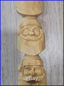 Harold H. L. Enlow Resin Wood Carvings Santa Claus StudyStick 1991, Vintage Rare