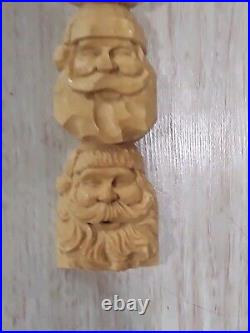 Harold H. L. Enlow Resin Wood Carvings Santa Claus StudyStick 1991, Vintage Rare