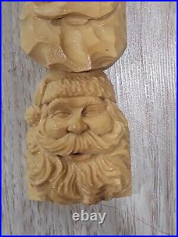 Harold H. L. Enlow Resin Wood Carvings Santa Claus StudyStick 1991, Vintage Rare