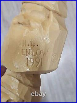 Harold H. L. Enlow Resin Wood Carvings Santa Claus StudyStick 1991, Vintage Rare