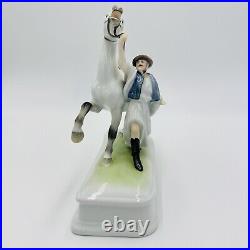 Herend Hungary Horse and Trainer Figurine Porcelain Sculpture Hand Painted Flaw