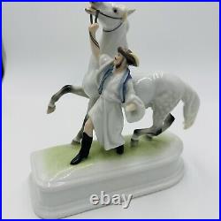 Herend Hungary Horse and Trainer Figurine Porcelain Sculpture Hand Painted Flaw