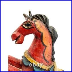 Horse Wooden Carved Statue Vintage Hand Made Decor