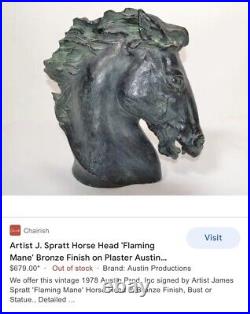 Horse in The Wind Sculpture Vintage Austin Production Plaster Equestrian? Decor