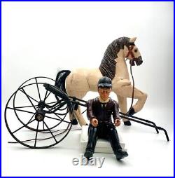 Horsemen with Carriage and Horse Harness Racing RARE Antique Decor 21