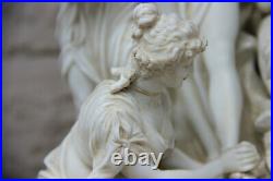 Huge Top antique german Sax porcelain bisque Group marked dog figurine statue