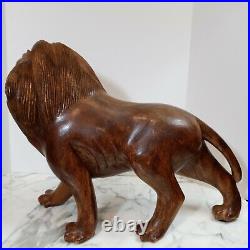 Huge Vintage Solid Well Done Wood Lion Sculpture Carving