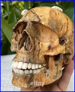 Human Skull Carved Wooden Skull Sculpture Skull Realistic Human Skull Muggets