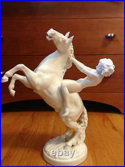Hutschenreuther Porcelain Figurine Nude Girl on Rearing Horse 12 1/2 Mint