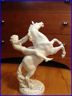 Hutschenreuther Porcelain Figurine Nude Girl on Rearing Horse 12 1/2 Mint
