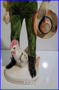 Imperial Masterpiece Japan 14.5 inch Porcelain Figurine Cowboy and Egg Girl