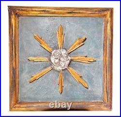 Italian Baroque Style Wood and Gesso Giltwood and Parcel Gilt Starburst Panel