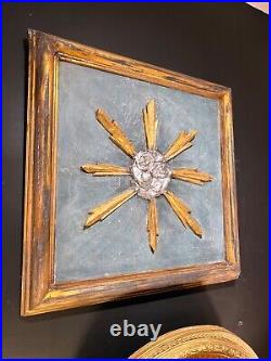 Italian Baroque Style Wood and Gesso Giltwood and Parcel Gilt Starburst Panel