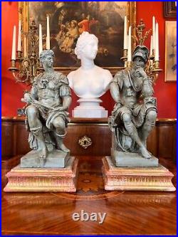 Italian Grand Tour Patinated Painted Figures of Lorenzo & Guliano De'medici pair