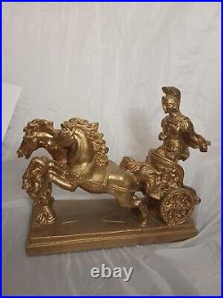 Italian Sculpture Roman Gladiator Chariot Signed