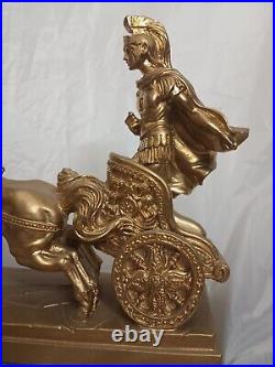 Italian Sculpture Roman Gladiator Chariot Signed