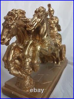 Italian Sculpture Roman Gladiator Chariot Signed