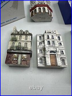 J Carlton Dominique Gault Miniature Paris Buildings Lot of 9 (2 Have Crack)