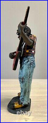 Jamaican Reggae Rasta Musician Guitar Player Hand Sculpted Clay Statue Signed