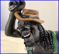Jamaican Reggae Rasta Musician Trash Can Player Hand Sculpted Clay Statue Signed