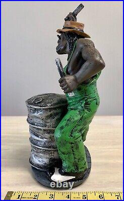 Jamaican Reggae Rasta Musician Trash Can Player Hand Sculpted Clay Statue Signed