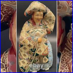 Japanese Noh Actor Gold & Enamel Hand Decorated Ceramic Figurine Japan 8.5t Japanese Noh Actor Gold & Enamel Hand Decorated Ceramic Figurine Japan 8.5t