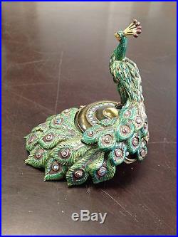 Jay Strongwater Peacock Figurine Trinket Box