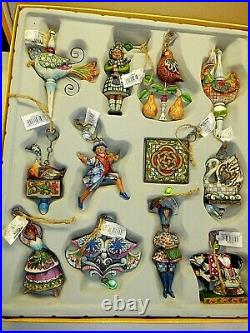 Jim Shore 12 Days of Christmas Ornament Set 12 Pieces New In Box 2005 Retired