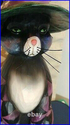 Jim Shore BLACK CAT WITCH STATUE Polyresin Halloween 4060316