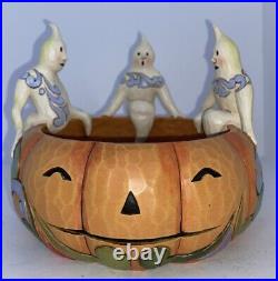 Jim Shore Enesco Halloween Life's A Bowl of Scaries Ghosts on Pumpkin #4022900