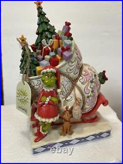 Jim Shore Grinch Max Santa Sleigh Stealing Presents & Christmas Trees 600884