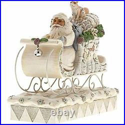 Jim Shore Heartwood Creek Christmas 6001410 White Woodland Santa Claus in Sleigh