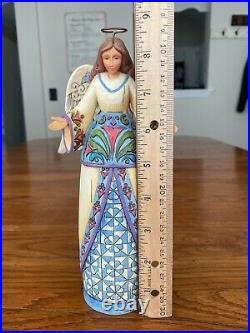 Jim Shore Heartwood Creek Large Blue Nativity with Custom Stand & Angel (Retired)