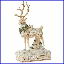 Jim Shore Heartwood Creek White Woodland Reindeer Centerpiece 14.5 6008870