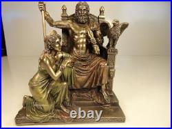 KING ZEUS GOD of THUNDER & HERA on Throne GREEK MYTHOLOGY Statue Bronze Finish