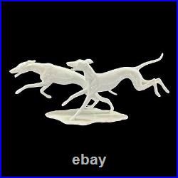 Kaiser Bochmann 2 Running Whippets Greyhounds White Porcelain 408 Dog Vintage