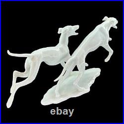 Kaiser Bochmann 2 Running Whippets Greyhounds White Porcelain 408 Dog Vintage