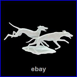 Kaiser Bochmann 2 Running Whippets Greyhounds White Porcelain 408 Dog Vintage