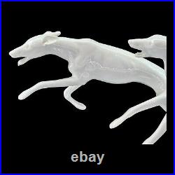 Kaiser Bochmann 2 Running Whippets Greyhounds White Porcelain 408 Dog Vintage