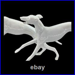 Kaiser Bochmann 2 Running Whippets Greyhounds White Porcelain 408 Dog Vintage