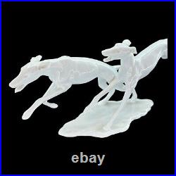 Kaiser Bochmann 2 Running Whippets Greyhounds White Porcelain 408 Dog Vintage