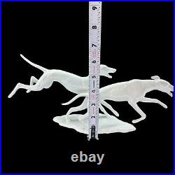 Kaiser Bochmann 2 Running Whippets Greyhounds White Porcelain 408 Dog Vintage