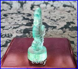 LALIQUE Seahorse Emerald Green Art Glass Figurine Older Piece