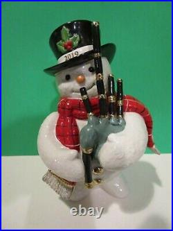 LENOX 2019 annual SNOWMAN SNOWY PIPER Bagpipes sculpture - NEW in BOX with COA