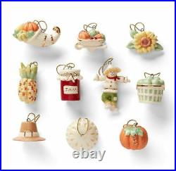 LENOX AUTUMN FAVORITES 10 miniature Tree Thanksgiving Ornaments set NEW in BOX