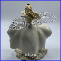 LENOX Light Of Peace Angel Sculpture Figurine Crystal Wings Gemstone 24K Accents