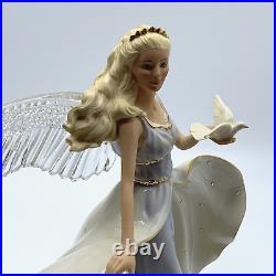 LENOX Light Of Peace Angel Sculpture Figurine Crystal Wings Gemstone 24K Accents